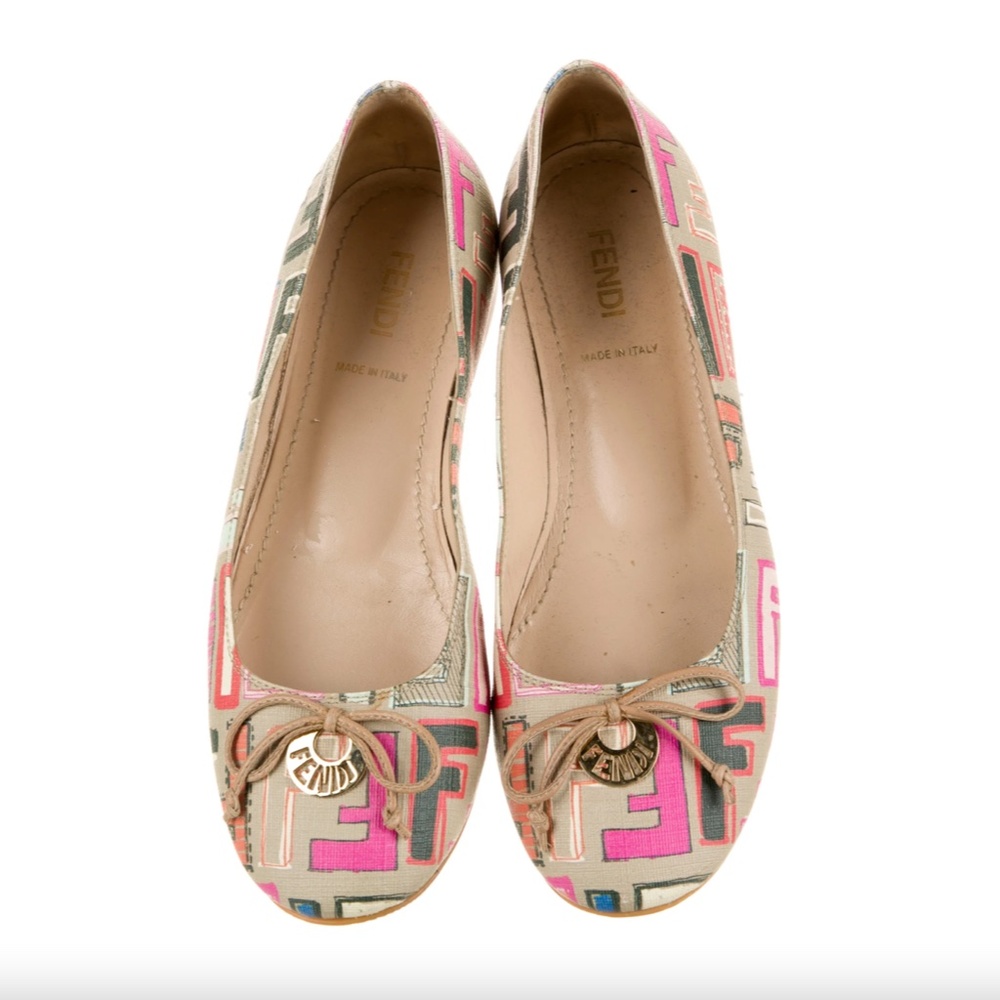 Fendi Multicolored Coated Canvas Ballet Flats Size 40